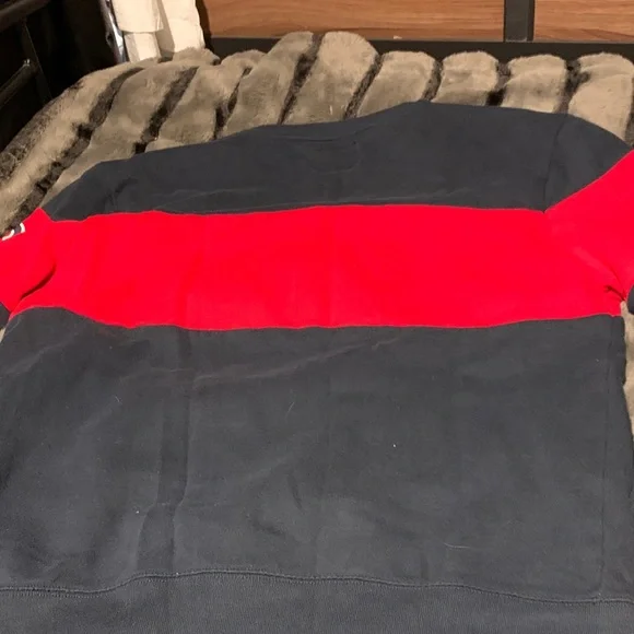 #372 ‘47 Men's Red Sox Navy and Red Crewneck Sweater - Picture 6 of 6